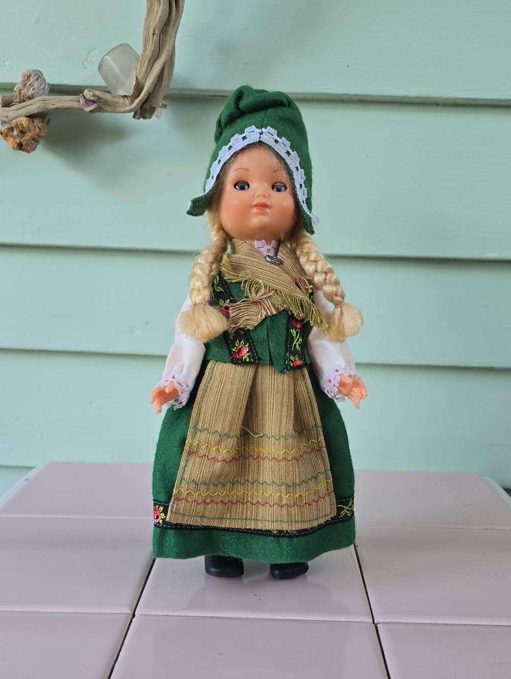 Vintage Scandinavian folk doll in traditional Swedish costume